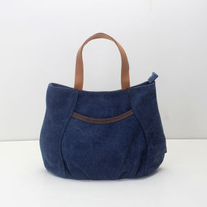 Original New Arrival Summer Small Bag Womens Canvas Bag Literary Handbag Mothers Tote Ruched Contrast Color Small Cloth Bag