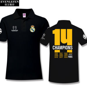 2024 Real Madrid Champions League Winning 15 Championships Commemorative Football Fans Polo Shirt Men Women Short Sleeve with Collar T-Shirt