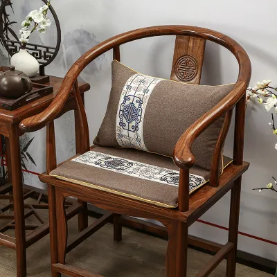 New Chinese Style Redwood Chair Padded Seat Tea Table Chair Solid Wood Furniture Sofa Master Chair round Chair Dining Chair Pad