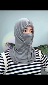 Khẩu Trang Kiêm Mũ Che Đầu Dây Rút Chống Nắng Chống Tia UV Guard Hữu Ích RQN2672 - requane