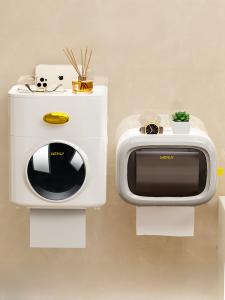 Waterproof Wall-Mounted Toilet Paper Holder European Style Bathroom Storage Rack Tissue Holder Paper Towel Rack No Drilling Needed