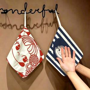 CUTE M-Milky P-Peko-chan Game Hanging Polyester Cotton Towel Reusable Hand Wiping Cloth Wear Resistant For Home Kitchen Sink