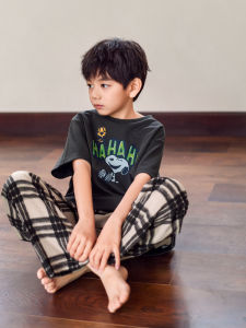 BEIYAN | Cotton Summer Checked Childrens Pajamas
