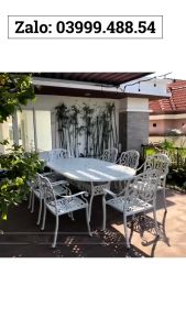 Bộ bàn ghế sân vườn ngoài trời Đẹp Bộ bàn ghế ban công ngoài trời nhôm đúc Bàn ghế ngoài trời - BO29