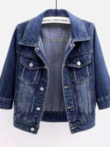 Versatile Short Sleeve Seven Denim Jacket Womens Spring Autumn New Korean Version Slim Fit Cardigan Shoulder Small Shawl