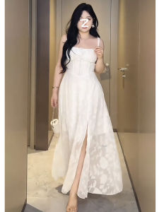 Plus Size Womens Clothing Plus Size Ladies Pure Desire Style Jacquard Lace Sling Dress Female Summer Elegant Slimming Slim Fit Waist-Slimming Long Dress