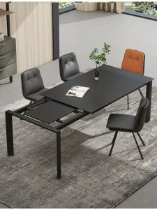 Delifeng Stone Plate Stretch Dining Table Multi-Functional One-Side Stretch Small Apartment Minimalist Modern Designer Black Dining Table