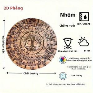 CIFbuy | Lịch Treo Tường Cây Sự Sống Celtic Cổ Điển Bằng Nhôm Trang Trí Với Biểu Tượng Cung Hoàng Đạo Và Ngày Lễ Pagan Bắc Âu - Tranh Treo Tường Bằng Kim Loại