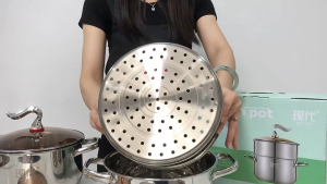 หม้อนึ่ง 2 ชั้น หม้อนึ่งสแตนเลส ขนาด24CM ซึ้งนึ่ง2in1 หม้อนึ่ง รุ่นสองหู