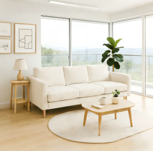 Table Trove.PH Solid Wood Fabric Sofa 1-3 Seater Sofa Removable & Washable Nordic Style Sofa Chair For Living Room