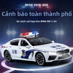 Mô Hình Xe Cảnh Sát Kim Loại 1:24 có Đèn và Âm Thanh