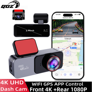 QOZ NEW 4K UHD Dash Cam Loop Recording Car Vehicle DVR Video Recorder Dashcam Night Vision 24h Parking Monitor G-sensor