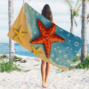 Beach Starfish Oil Paint Quick Drying Microfiber Beach Towel Lightweight for Swimming Camping Yoga - Bath Towel