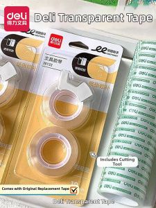 deli | Transparent Stationery Tape Built-in Cutter Invisible Repair
