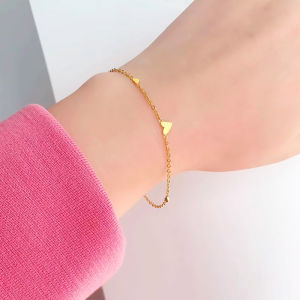 High Quality Non-Fading Titanium Steel Bracelet for Women Unique Design Three Pieces Heart Gold Color Gift for Best Friend