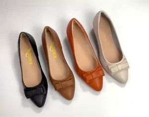 Giày nữ đế xuồng 5cm DN501 da thật - êm chân - mũi nhọn gắn nơ- CÓ BẢO HÀNH-CÓ SIZE 40
