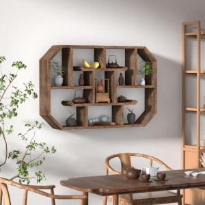 Solid Wood Wall Mounted Display Shelf Storage Bookshelf