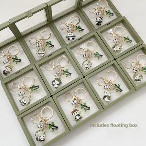 Cute Panda Bear Keychain Creative Cultural Gift for Friends Metal Cartoon Series Keychain from Chengdu Panda Memorial Souvenir
