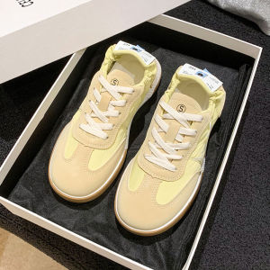 Soft Leather Ballet Style Training Shoes Womens Retro Versatile Lightweight Breathable Sports White Sneakers Fashion Casual