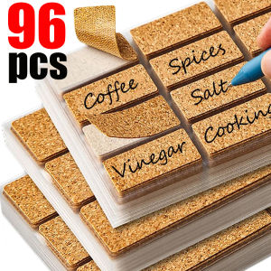 36-96Pcs Oak Wooden Labels Stickers Craft Kitchen Bottle Jars Organizer Labels Self-adhesive Stickers Packaging Sealing Label