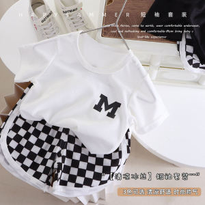 Bộ Đồ Trẻ Em Mùa Hè Tay Ngắn Mỏng Cho Bé Trai Quần Short Kẻ Caro Hai Mảnh Đồ Trẻ Em Phong Cách Hàn Quốc Thường Ngày