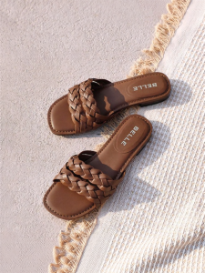 Belle | Braided Flat Slippers For Outdoor Wear