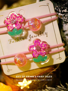 Shiny Star Childrens Hair Accessories Pink Flower Hair Ties Girls Kindergarten High Elasticity Head Ropes Cute Cartoon