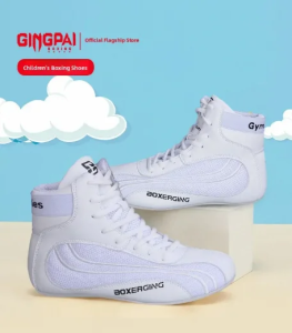 GINGPAI | Children Boxing Shoes For Martial Arts Training Indoor Soft Non-slip Mid-high