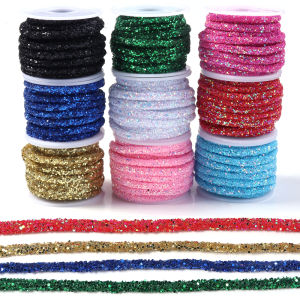 5yards 6mm Sequies Rhinestones Soft Cords Chain For Jewelry Making DIY Crafts Garment Decor Trim Applique Sewing Accessories