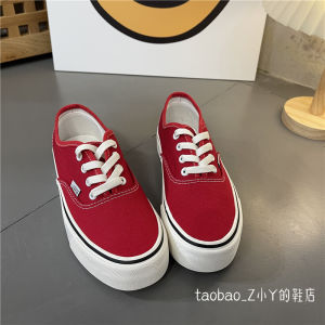 Spring 2025 Trendy Red Canvas Slip-On Shoes Comfortable Pure Color Casual Low Top round Toe Rubber Outsole Korean Style
