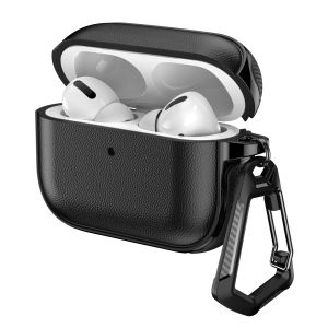 Leather Texture Case For AirPods 5 Cases Soft TPU Protective Shockproof Cover For AirPods Pro 3 Funda With Hook