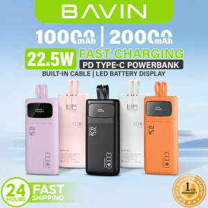 BAVIN PC007 Pro 20000mAh / PC008 Pro 10000mAh 22.5W PD Fast Charging Powerbank w/ Built-in Cable & LED Digital Display