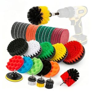 EAFC 11/22/37Pcs Drill Brush Set Car Cleaning Brushes for Wheels Tires Bathroom Kitchen Tile Grout Cleaning Power Scrubber Tools