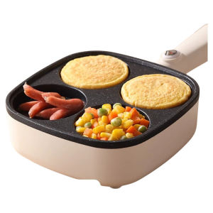 Electric Non-Stick Egg Burger Pot Four-Hole Flat Bottom Stone Cookware Smart Temperature Control Breakfast Cooking Tool