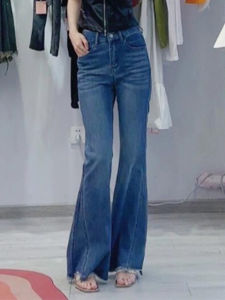 High Waist Wide Leg Blue Denim Jeans Womens Spring 2025 New Style Versatile Slimming Flared Pants Korean Retro Design