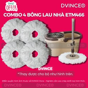 Combo 4 Bông lau thay thế cây lau nhà ETM466 - Màu Trắng (Thay thế được cho bộ lau nhà Locknlock ETM466)