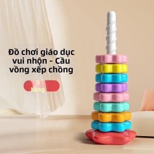 BTOP | Đồ Chơi Xếp Tháp Cầu Vồng Giáo Dục Cho Trẻ Mầm Non 1-3 Tuổi Phát Triển Kỹ Năng Tay Mắt phối hợp Tay-Mắt Giải Quyết Vấn Đề Chất Liệu Nhựa An Toàn Không Độc Hại