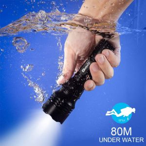 Diving 100 Meters Underwater Flashlight Waterproof and Strong Light Xm-L2 LED White Light 18650 Original Battery Fishing Camping Riding LED Waterproof Rechargeable Flashlight Scuba Diving