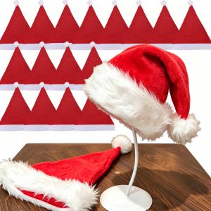 10x Adult Kid Christmas Hat Non-Woven Fabric Santa Claus Xmas Hat Cap Merry Christmas Party Festival Decoration Gift Photo Prop