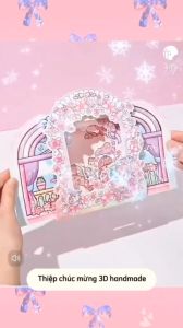 Thiệp Chúc Mừng 3D Handmade Tự Gấp Và Trang Trí Nhãn Dán Dễ Thương - Thiệp Kéo Mở Đáng Yêu Dành Tặng Người Thân- Mã H