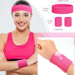 1 Set Sweatband Set Sports Headband And Wristband Bracers Cycling Gym Basketball Tennis Sweatband