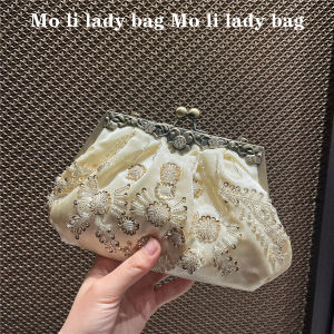 Retro Beaded Handbag Small Evening Bag Embroidered Pearl Handmade Chinese Cheongsam Womens Fashion Accessories Crossbody Bag
