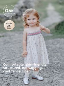 OAK FAMILY | Cool Summer Toddler Girls Linen Dress