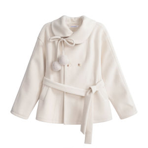 Unifree | Elegant Wool Coat with Turn-up Collar and Waist Cinching