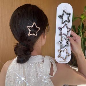 【♡Lovely girls house♡】5Pcs Ins Rhinestone Star Hairpin Hair Clip for Women Girls Korean Style Sweet Bangs Side Clip Fashion Hair Accessories