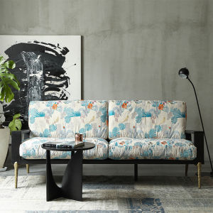 Nordic Mid-century Style Single Chair Linen Fabric Solid Wood Leisure Sofa Expression Furniture for Homestay Adults Modern Minimalist