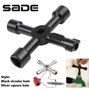 4 Way Cross Triangle Wrench Key Universal Electric Cabinet Keys Utility Key Fit for Faucet Gas Meter Valve Spigots Opening