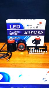 Lampu tembak laser led 2 warna high low flash putih kuning