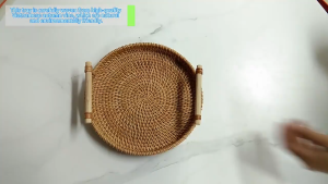 Slyz Tatakan Nampan Rotan Fruit Tray Basket with Handle Model Round - Slyz21