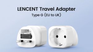 Bộ chuyển đổi LENCENT 2X Cắm Châu Âu sang Bộ sạc du lịch Anh/Singapore/Malaysia(Trắng) Phụ kiện di động